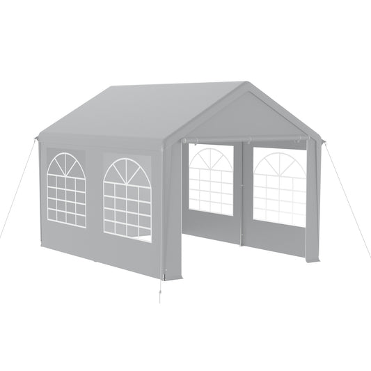 Partytent – Tuinkar Tent – Vouwtent – Camping Tent – Markttent – Stevig Gegalvaniseerd Stalen Frame – 3x4m Grijs Met PVC Ramen