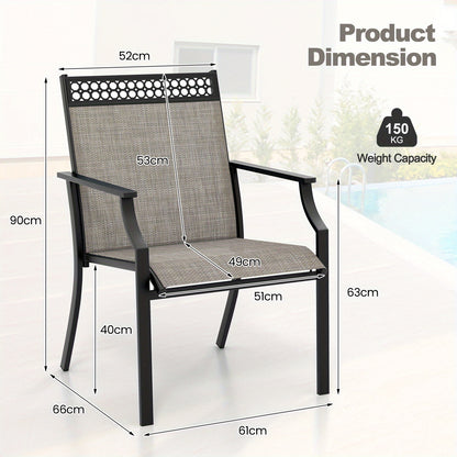 Tuinstoelen – Loungestoelen – Tuinstoel Set – Terrasstoelen – Balkonstoelen – Weerbestendig Textiel – Metalen Frame – Hoge Rugleuning – Comfortabele Armleuningen