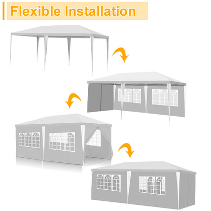 Partytent – Tuinpaviljoen – Feesttent – Tuintent – Paviljoen – 3x6 Meter – Waterdicht PE Materiaal – Met Zijwanden en UV Bescherming - Wit