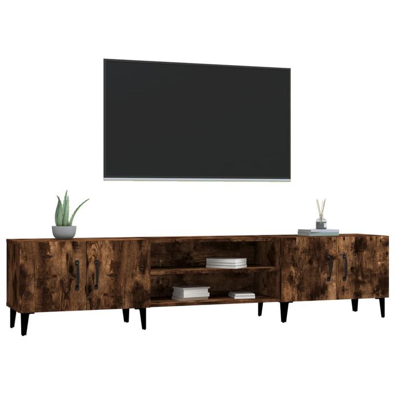 Tv-meubel – Tv-kast – Media Meubel – Lowboard – Dressoir – Massief Hout – 180x31,5x40 cm – 2 Lades en 2 Open Vakken – Geen Montage Nodig