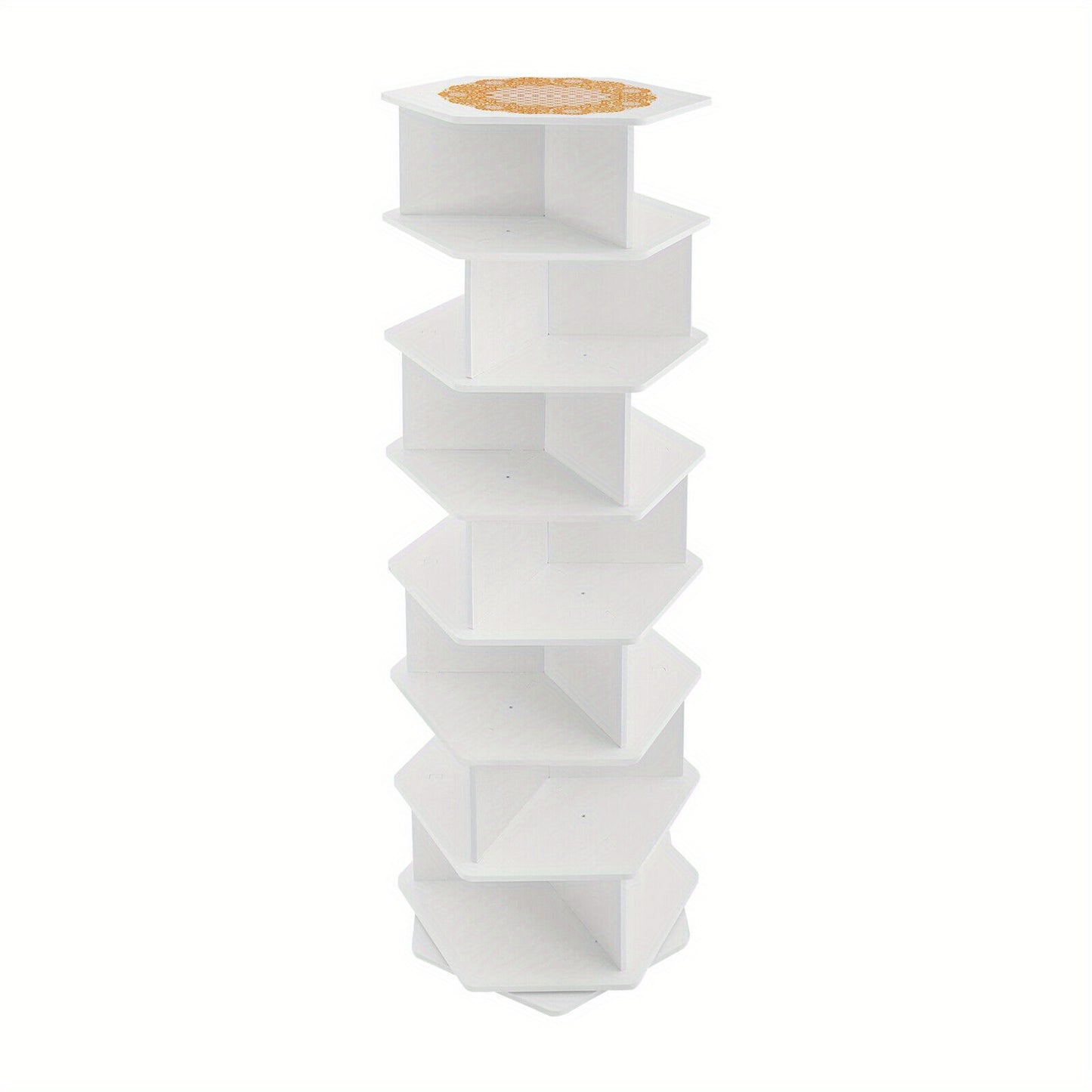 7-laags Draaibaar Schoenenrek – Schoenenkast – Schoenentoren – Schoenhouder – Schoenopberger – 360° Rotatie – Duurzaam PVC Wit