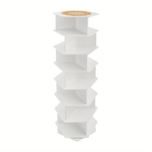 7-laags Draaibaar Schoenenrek – Schoenenkast – Schoenentoren – Schoenhouder – Schoenopberger – 360° Rotatie – Duurzaam PVC Wit