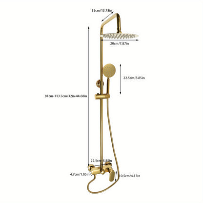 Doucheset – Regendouche – Douchekraan – Douchekop – Showerrail – Titanium & RVS – Verstelbare Hoogte 81-113,5 cm