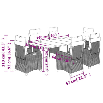 Tuinset – Tuinmeubelset – Lounge Set – Terrasmeubelen – Buitenmeubels – Verstelbare Rug- En Voetensteun – Weerbestendig PE-Rattan Met Geharde Glasplaat