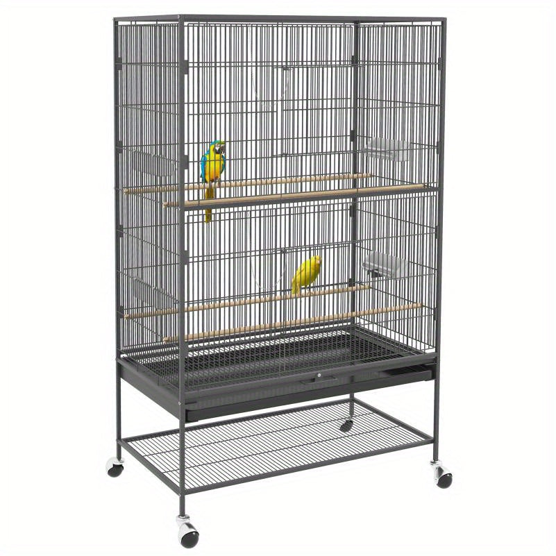 Kleindierkooi – Vogelkooi – Knaagdierkooi – Hamsterkooi – Dierenkooi – Ruim Design 94x57x153 cm – Met Deur en Wielen