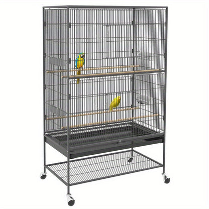 Kleindierkooi – Vogelkooi – Knaagdierkooi – Hamsterkooi – Dierenkooi – Ruim Design 94x57x153 cm – Met Deur en Wielen