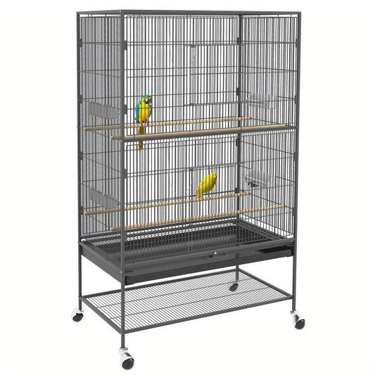 Kleindierkooi – Vogelkooi – Knaagdierkooi – Hamsterkooi – Dierenkooi – Ruim Design 94x57x153 cm – Met Deur en Wielen