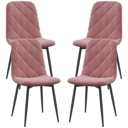 Eetkamerstoelen – Stoelen – Kuipstoelen – Eettafelstoelen – Armstoelen – Fluweel – Met Rugleuning – Set van 4 – Roze – 45x54x87 cm