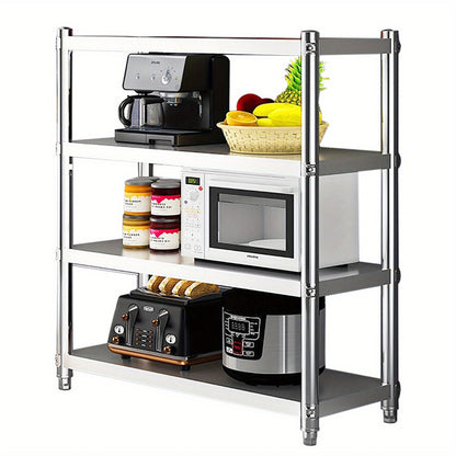Stalen rek – Opbergrek – Stellingkast – Keukenrek – Magazijnrek – 120x40x150 cm – 4 planken – Roestvrij staal 201 – Extra stevig en duurzaam