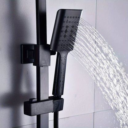 Douchesysteem Thermostaat – Douche Set – Regendouche – Handdouche – Douchekop – Zwart – Verstelbare Stang 90-110 cm – Duurzaam Chroom Messing