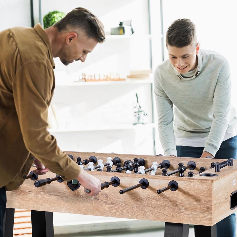 1 Size Foosball Table | 1400 x 726 x 864 mm, Durable Wood, Includes 4 Balls & Score Counter, 2 Drink Holders, Freestanding for Home and Family Use