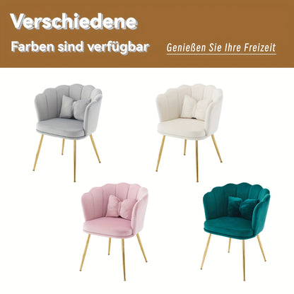 Velvet Fauteuil – Fluwelen Stoel – Lounge Chair – Design Fauteuil – Accentstoel – Luxe Blauw – Goud Metalen Poten – Bloemvormige Rugleuning – Comfortabel Gepolsterd Zitkussen
