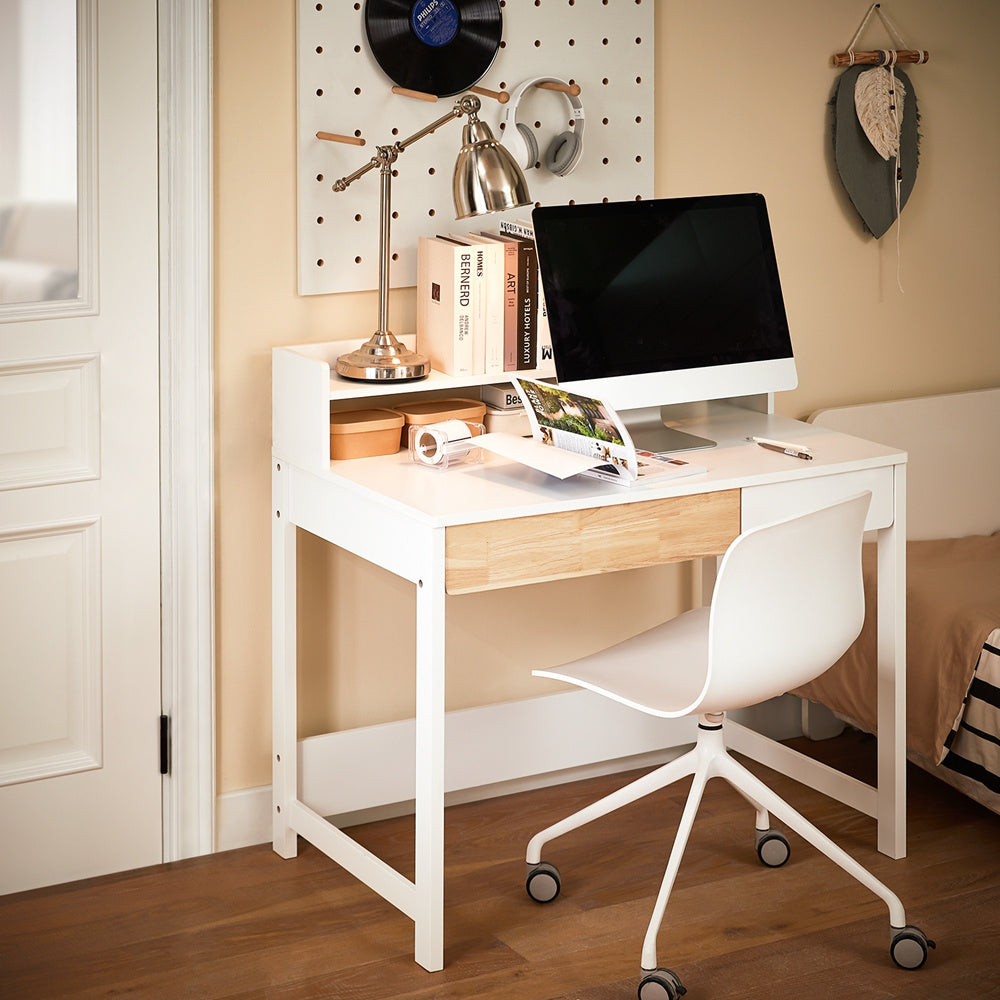 Bureau – Computerbureau – Studeertafel – Werktafel – Schrijftafel – Compact 100x59x95 cm – Met 1 Plank en 2 Lades