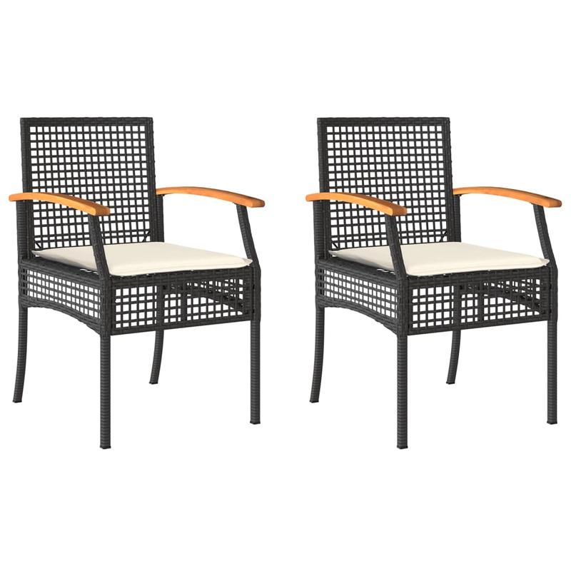 Garden chairs with pillows 2pcs black poly rattan acacia wood Add a touch of rustic charm to your dining room, garden, or terrace with this wooden garden chair! If you're looking for durable garden furniture, this is the idea