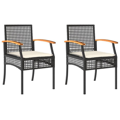 Garden chairs with pillows 2pcs black poly rattan acacia wood Add a touch of rustic charm to your dining room, garden, or terrace with this wooden garden chair! If you're looking for durable garden furniture, this is the idea