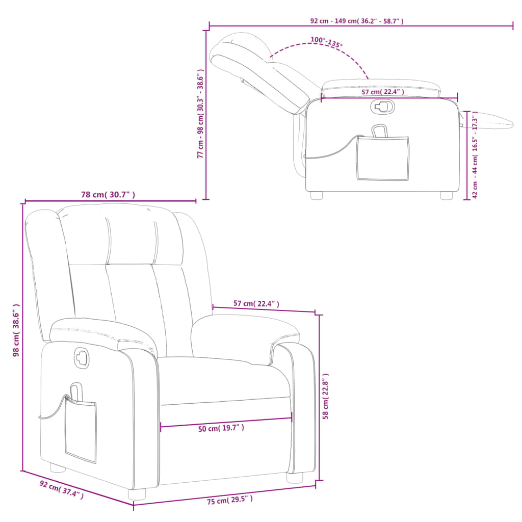 Massagefauteuil – Massagestoel – Relaxstoel – Fauteuil – Elektrische Stoel – Handmatig Verstelbaar – Kunstleer Bekleding