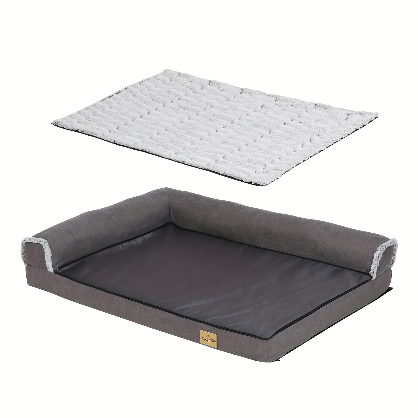 Hondenmand – Hondenbed – Hondenkussen – Dierenmand – Ligbed – L-Formaat – Orthopedisch Schuim – Afneembare Pluche Hoes