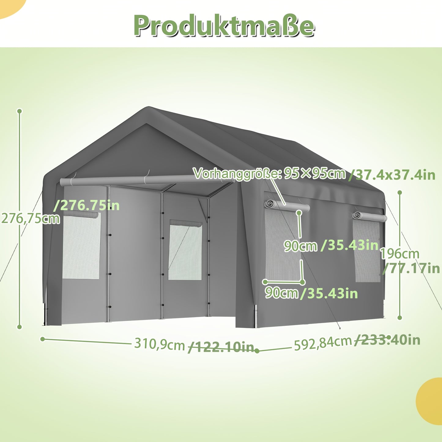 Garage Tent – Car Shelter – Carport – Protective Canopy – Winter Tent – 3x6 Meter – Met Afneembare Zijwanden – Roll-Up Ramen Voor Ventilatie