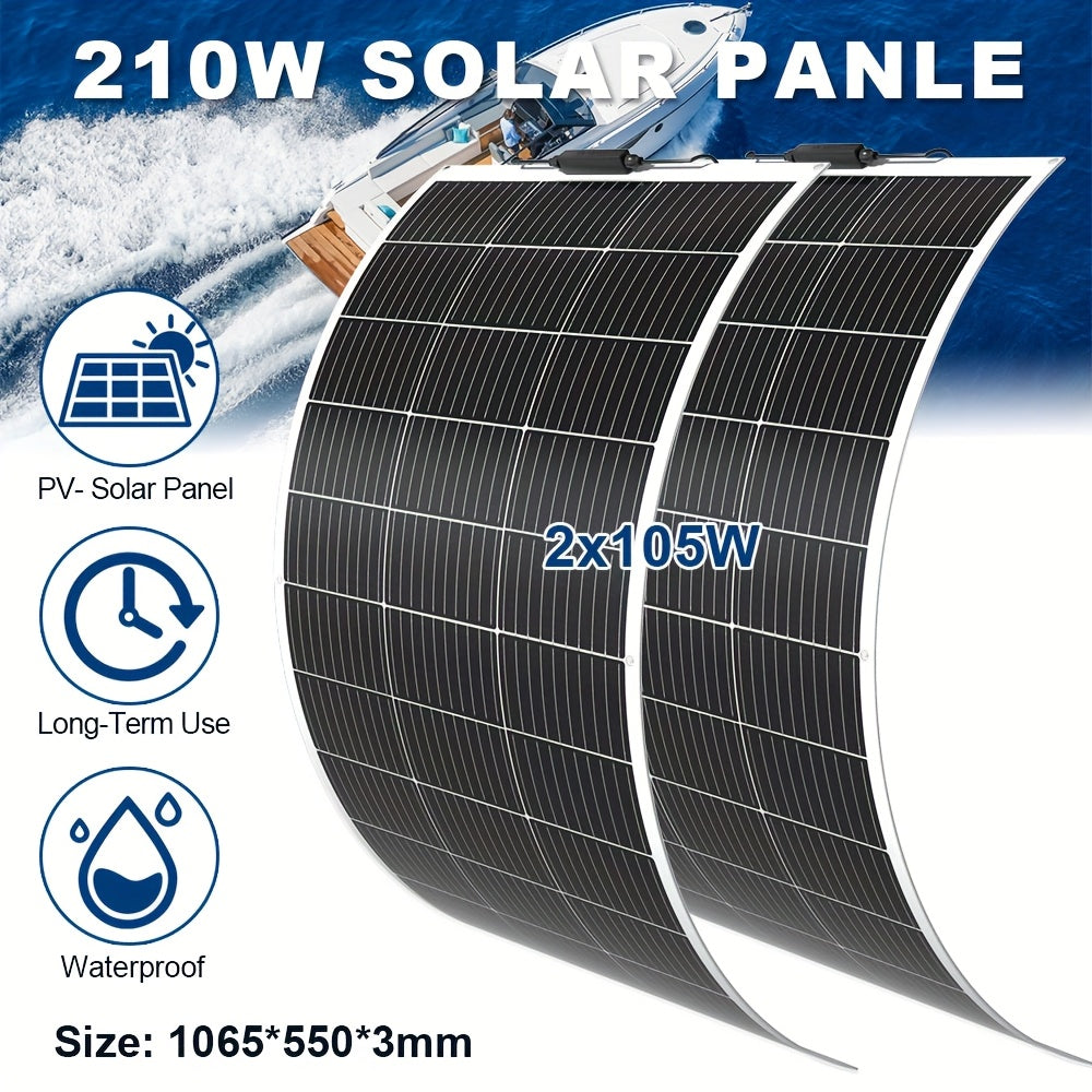 Zonnepaneel – Flexibel Solar Panel – Monokristallijn Zonnepaneel – Opvouwbaar Zonnepaneel – Buitenpaneel – 210W Totaalvermogen – Weerbestendig & Lichtgewicht