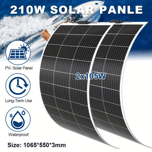 Zonnepaneel – Flexibel Solar Panel – Monokristallijn Zonnepaneel – Opvouwbaar Zonnepaneel – Buitenpaneel – 210W Totaalvermogen – Weerbestendig & Lichtgewicht