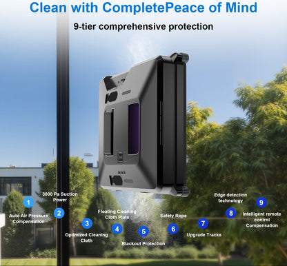 Raamrobot – Ramenreiniger – Glaswasser – Window Cleaner – Automatische Ramenreiniger – Intelligente Randdetectie – Bescherming Tegen Stroomuitval – Zwart/Paars