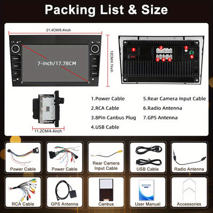 Autostereo – Autoradio – Multimedia Systeem – Double Din – Carplay Android Radio – 7-Inch Touchscreen – Android 15 OS – 6GB RAM 128GB Opslag