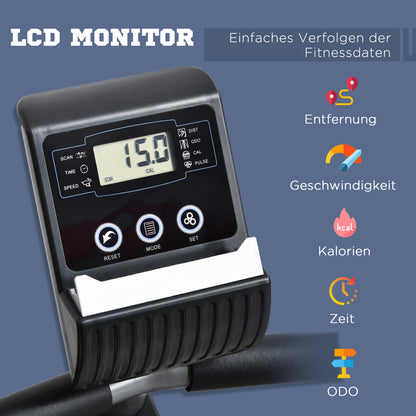Ligfiets – Hometrainer – Fitnessfiets – Cardiotrainer – Ergometer – Verstelbare Rugleuning – 8 Weerstandsniveaus – LCD-Display – Hartslagsensor – Grijs-Silver – Draagvermogen 110 kg