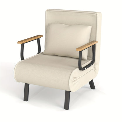 Slaapbank – Sofa Bed – Bedbank – Uitklapbare Bank – Logeerbank – Grote Maat – Houten Armleuningen – Lichtgewicht En Makkelijk Verplaatsbaar – Beige