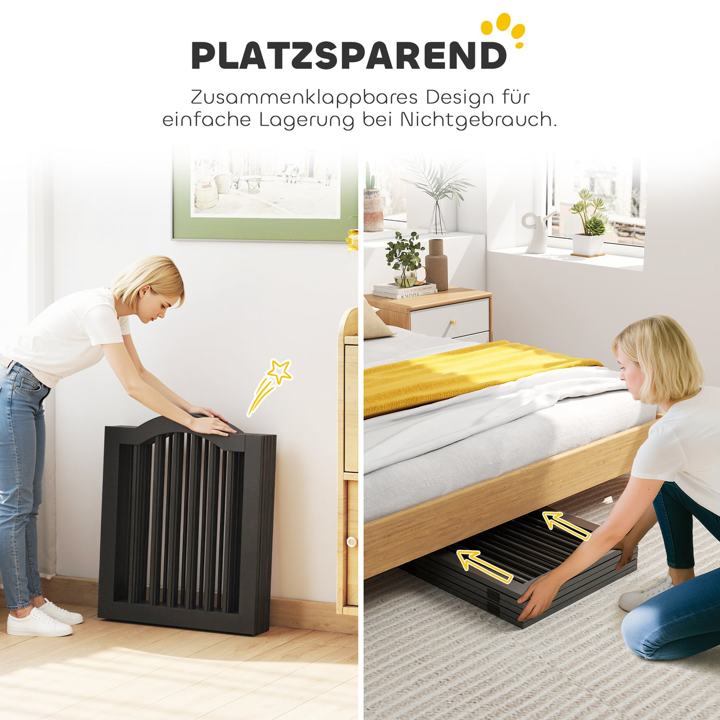 Hondenbarrière – Hekje – Hondenhek – Traphek – Kamerscherm – Vrijstaand Zwart Houten Design – Inklapbaar & Stevig