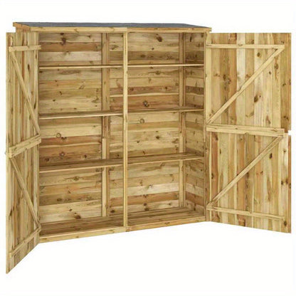 Tuinschuur – Houten Berging – Tuinkast – Tuinopslag – Buitenberging – Massief Vurenhout – Weerbestendig – 163x50x171 cm