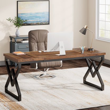 Computerbureau – Bureaublad – Werkplek Tafel – Studietafel – Bureau Voor Thuiswerk – Extra Dikke Houten Blad – Metalen Frame – 160x70x75 cm – Modern Eenvoudig Design – Hoogwaardige Kwaliteit Wood