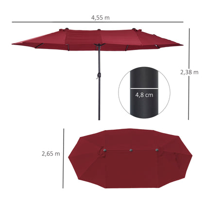 Tuinparasol – Zonnescherm – Terrasparasol – Marktparasol – Dubbele Parasol – Ovale Vorm 270x180 cm – Handmatige Slinger – Waterafstotende Stof Donkergroen