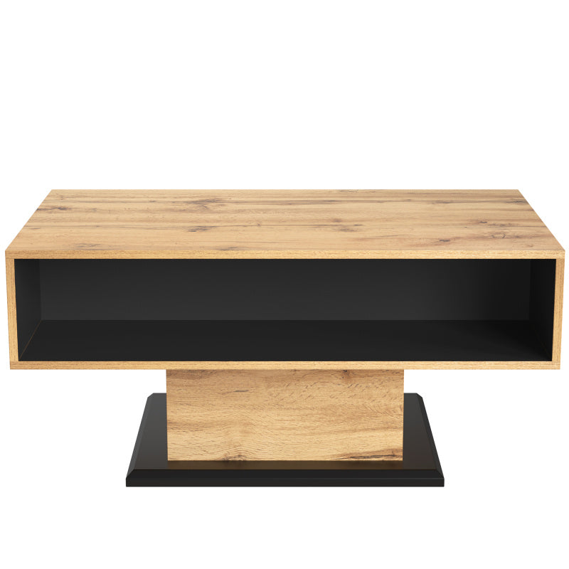Salontafel – Koffietafel – Bijzettafel – Woonkamertafel – Tafel – Handenvrij Design – Dubbele Opbergruimte – 100x47x60 cm – Spaanplaat Met Natuurhoutnerf