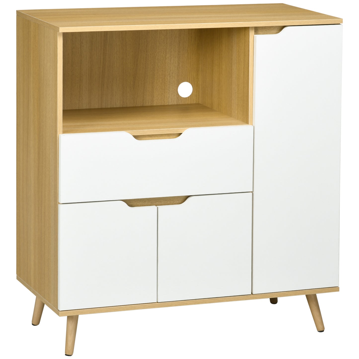 Keukenkastje – Keukenbuffet – Opbergkast – Kast met Lade – Keukenkast met Verstelbare Planken – 90x40x98,5 cm – Wit Met Houtlook – Duurzaam Melamine – Anti-Kantelbeveiliging