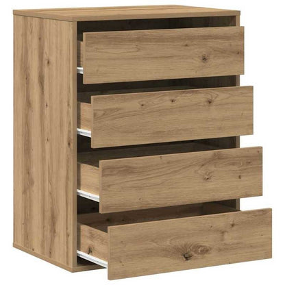 Modern Oak Wood Storage Cabinet with Lockable Drawers - 60x41x76cm Heavy-Duty Chest of Drawers, Oak Veneer-like, Minimalist Modern Organizer for Bedroom, Living Room, Office - Easy Assembly -Standing Furniture Unit (Engine, S