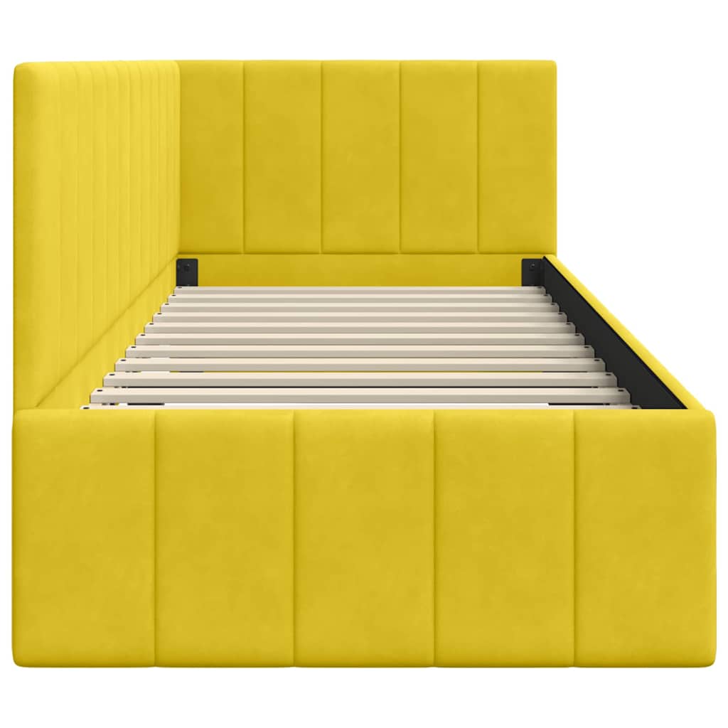 Bedframe – Bed – Eenpersoonsbed – Slaapbank – Kinderbed – Blauw Velvet Hoofdbord – Stevig Plaatmateriaal – Lattenbodem 80x200 cm