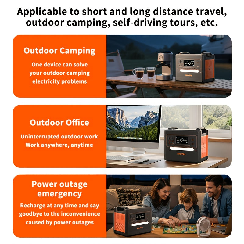 Draagbare Power Station – Mobiele Stroomvoorziening – Powerbank – Outdoor Generator – Noodstroom – 2500W Vermogen – 2304Wh LiFePO4 Batterij – Snelladen USB-C & AC Uitgangen