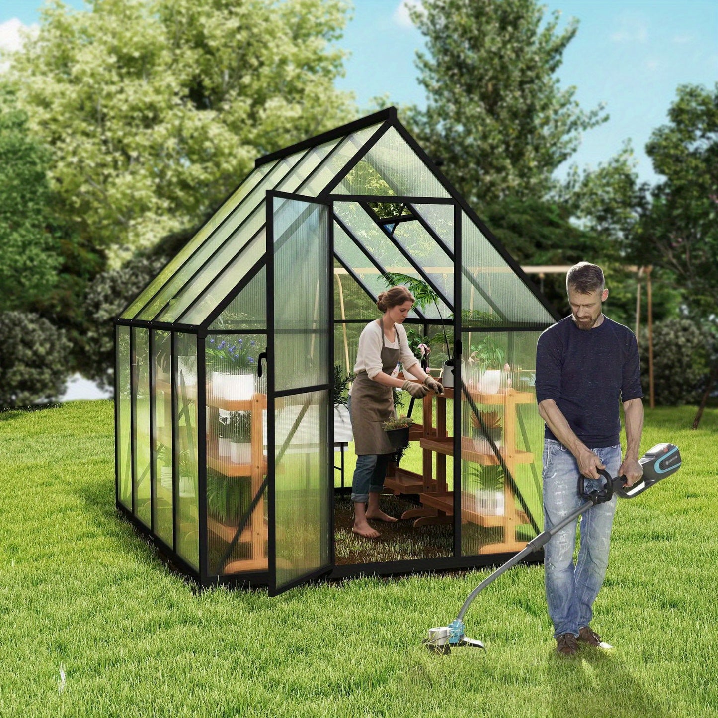 Kas – Serre – Tuinkas – Groentekas – Plantenkas – Aluminium Frame – 6,12 m² met 4 mm Polycarbonaat Panels – UV Bestendig – 340x180x195 cm