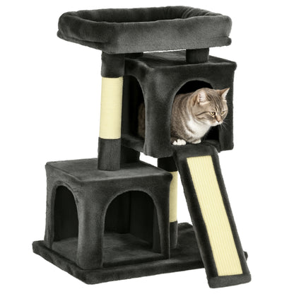 83 cm Small Cat Scratching Post with Sisal Columns, Cat Climbing Tree, Cat Furniture Play Tree for Small Cats, Dark Gray