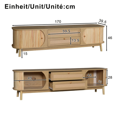 Retro TV-kast – Media Meubel – Tv Meubel – Opbergkast – Dressoir – Bamboe en Riet – Volledig Gemonteerd – Compact & Duurzaam