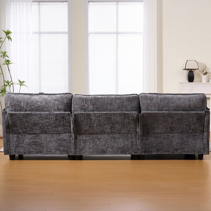 Tweezitsbank – 2-Zitsbank – Loveseat – Bankstel – Moderne Grijze Sofa – Zijvakken Voor Opbergruimte – Afneembare Ottoman – Duurzaam Bambushout
