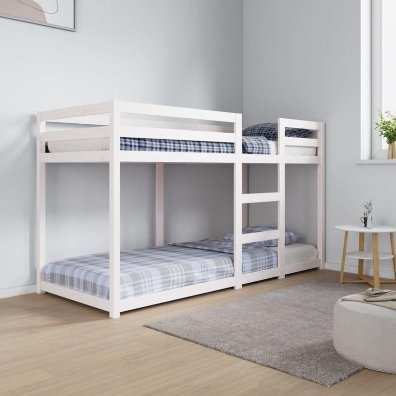 Stapelbed – Hoogslaper – Bunkbed – Kinderbed – Mezzanine Bed – Wit – 75x190 cm – Massief Grenenhout