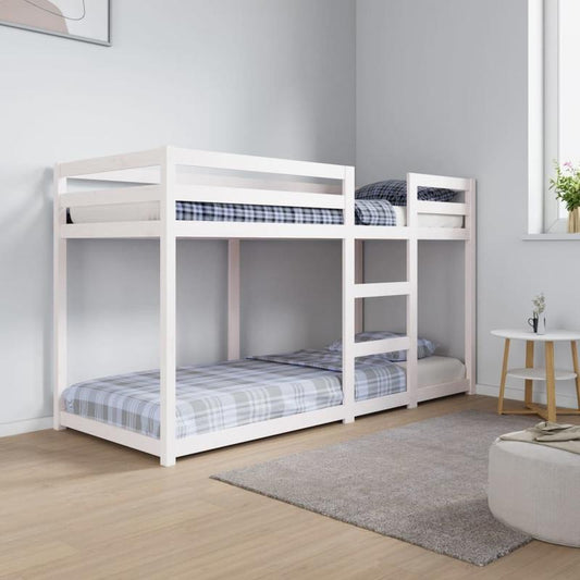 Stapelbed – Hoogslaper – Bunkbed – Kinderbed – Mezzanine Bed – Wit – 75x190 cm – Massief Grenenhout