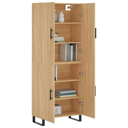 Highboard – Ladekast – Dressoir – Opbergkast – Sideboard – Sonoma Eiken – Duurzaam Houtcomposiet – Metalen Poten – 69,5x34x180 cm