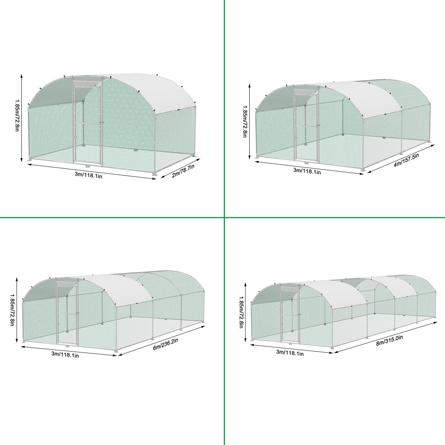 Kippenhok – Kippenren – Pluimveestal – Dierenhok – Buitenren – Met Metalen Frame – Weerbestendig PE Dak – 3x2 Meter – Veilig Met Deursluiting