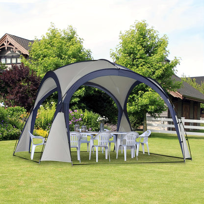 Outdoor Tent – Camping Tent – Garden Tent – Big Tent – Party Tent – Glasvezel Stokken – Polyestervezel – Crèmekleurig Met Blauw
