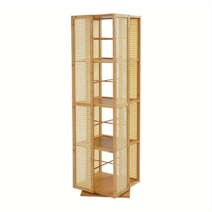 Boekenkast – Boekenrek – Opbergkast – Vakkenkast – Stellingkast – Draaibaar 360° – Duurzaam Moso Bamboe & Kunststof – Ruimtebesparend Verticaal Ontwerp – 123 cm Hoogte – 10 kg Draagvermogen per Plank