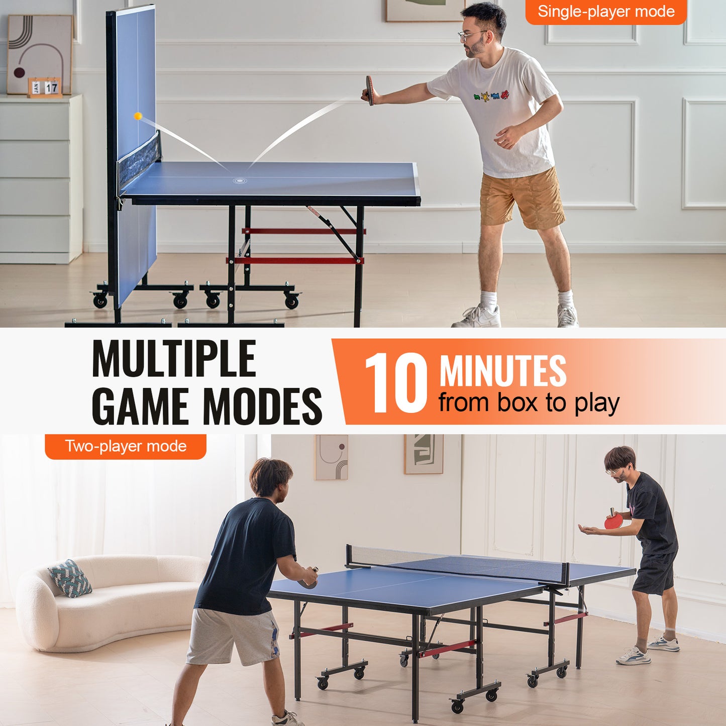 Tafeltennistafel – Pingpongtafel – Tafeltennisbord – Inklapbare Pingpongtafel – Tafeltennisset – Toernooiformaat 274x152,5x76 cm – 18mm MDF Met UV-Coating