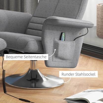 Massagestoel – Relaxstoel – Massagefauteuil – Wellnessstoel – Zitstoel – Donkergrijs – Verstelbare Rugleuning – Inclusief Voetensteun – Compact Formaat 78x95x88 cm