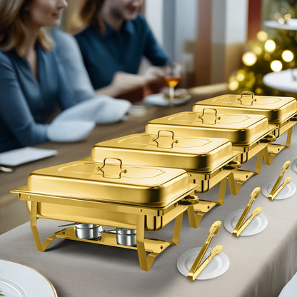 Bakplaat – Buffetbakplaat – Warmhoudbak – Serveerbak – Gouden bakplaat set – Roestvrij staal 201 – 8 quart inhoud – Zonder stroomgebruik